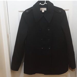 Michael Kors Black Wool Blend Peacoat